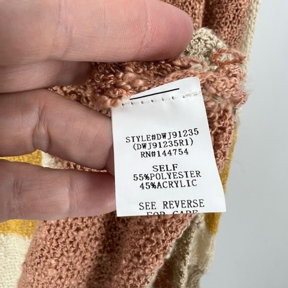 Davi & Dani Striped open front textured open knit tunic length cardigan L - Picture 12 of 12